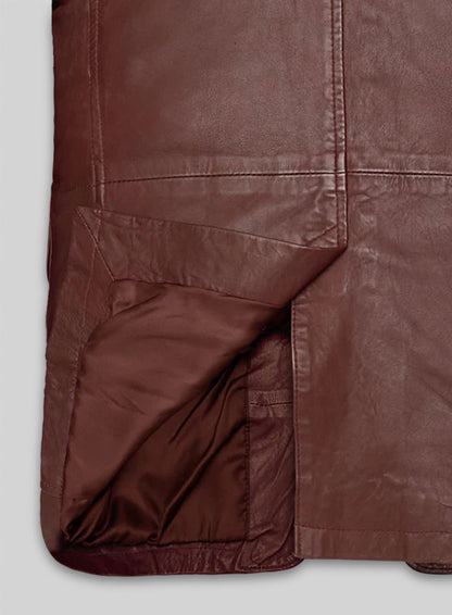 Soft Maroon Washed & Wax Leather Blazer - #716