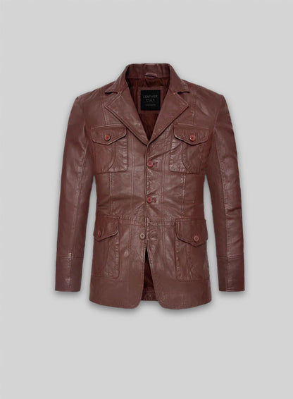 Soft Maroon Washed & Wax Leather Blazer - #716
