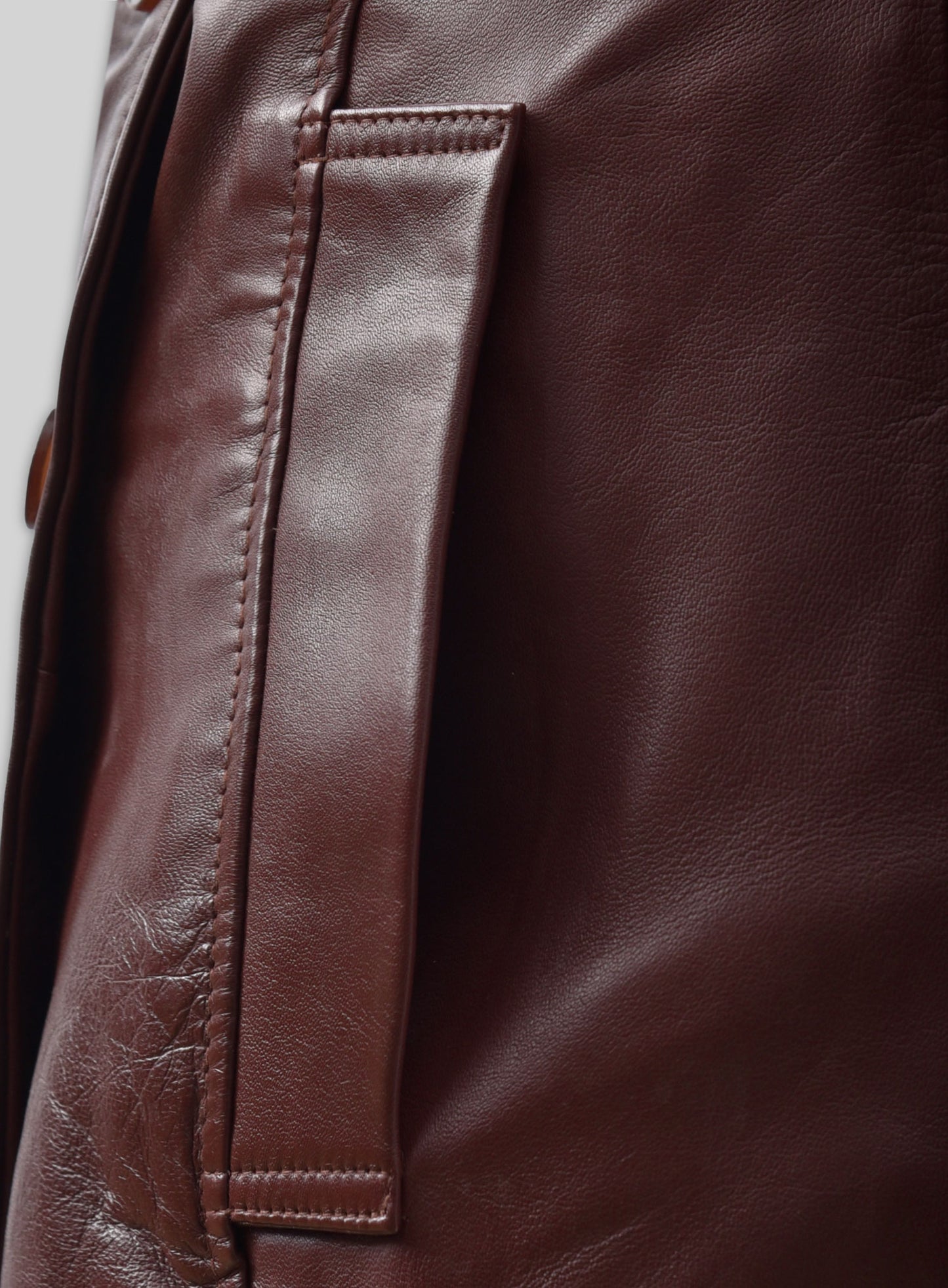 Soft Maroon Wax Halcon Leather Trench Coat