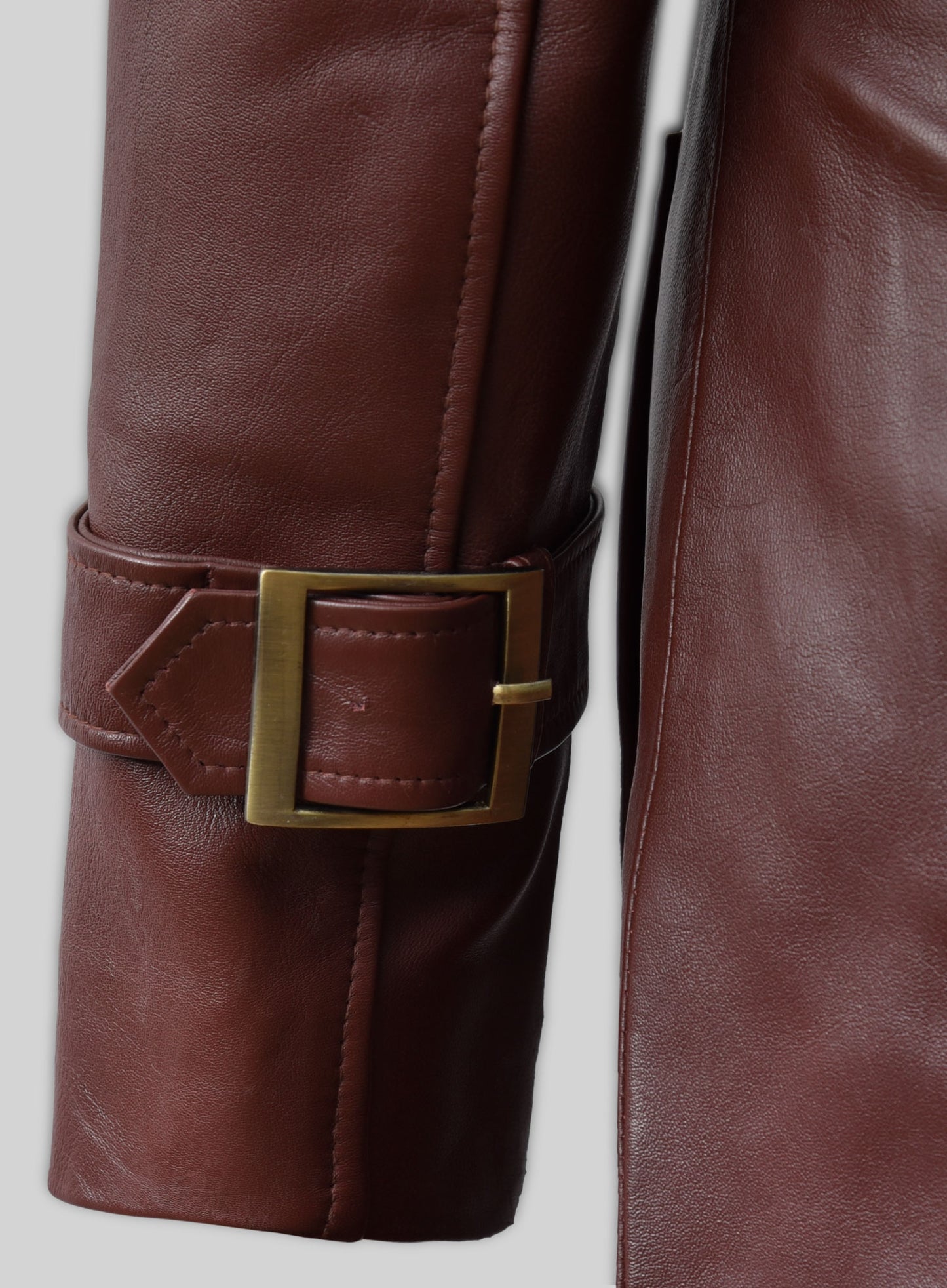 Soft Maroon Wax Halcon Leather Trench Coat