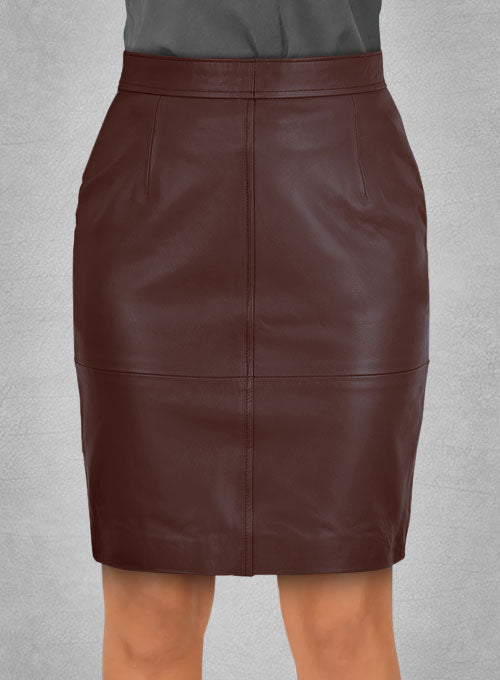 Soft Maroon Wax Meghan Markle Leather Skirt - LeatherCult