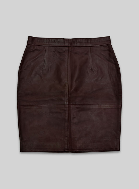 Soft Maroon Wax Meghan Markle Leather Skirt - M Regular