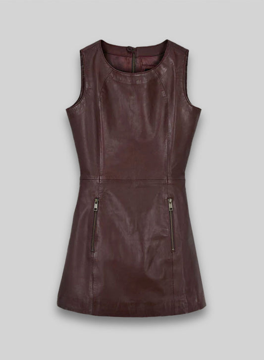 Soft Maroon Wax Miller Leather Dress - # 765