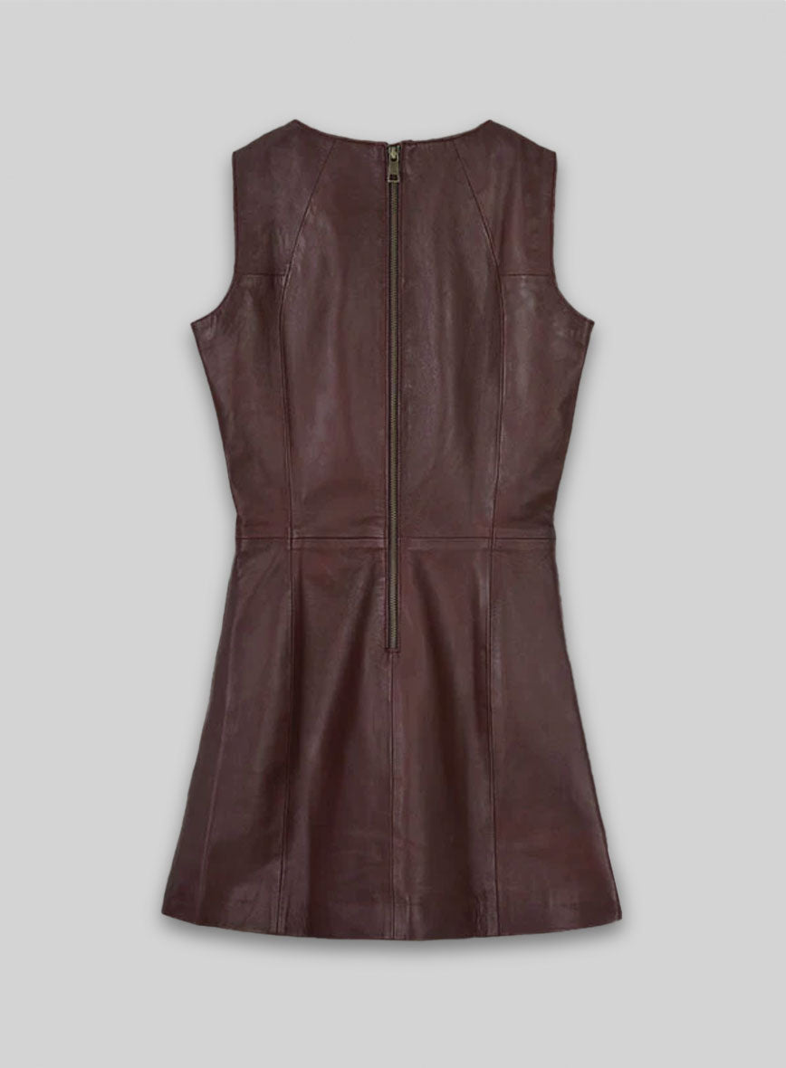 Soft Maroon Wax Miller Leather Dress - # 765