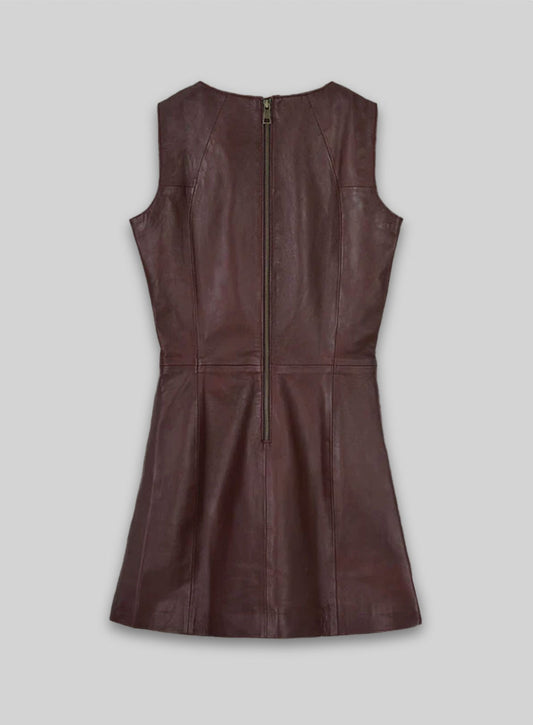Soft Maroon Wax Miller Leather Dress - # 765