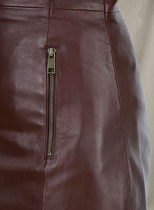 Soft Maroon Wax Miller Leather Dress - # 765 - LeatherCult