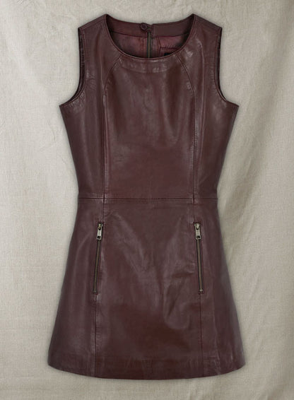 Soft Maroon Wax Miller Leather Dress - # 765 - LeatherCult