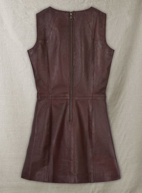 Soft Maroon Wax Miller Leather Dress - # 765 - LeatherCult