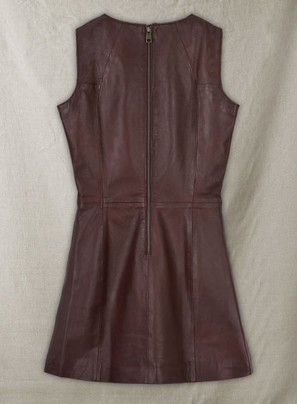 Soft Maroon Wax Miller Leather Dress - # 765 - LeatherCult