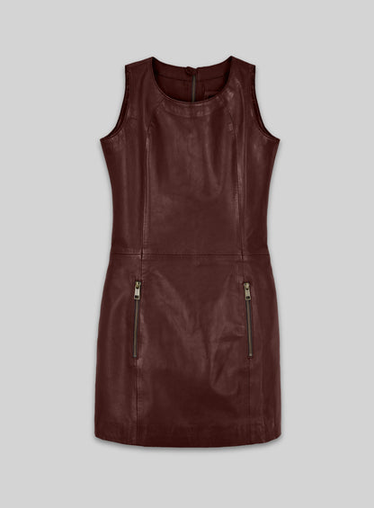 Soft Maroon Wax Miller Leather Dress - # 765