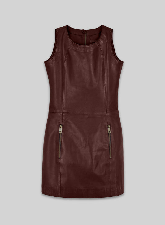 Soft Maroon Wax Miller Leather Dress - # 765