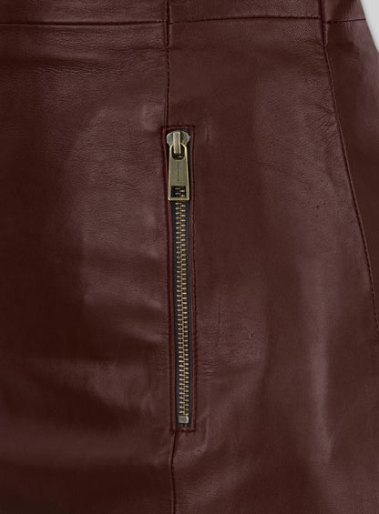 Soft Maroon Wax Miller Leather Dress - # 765