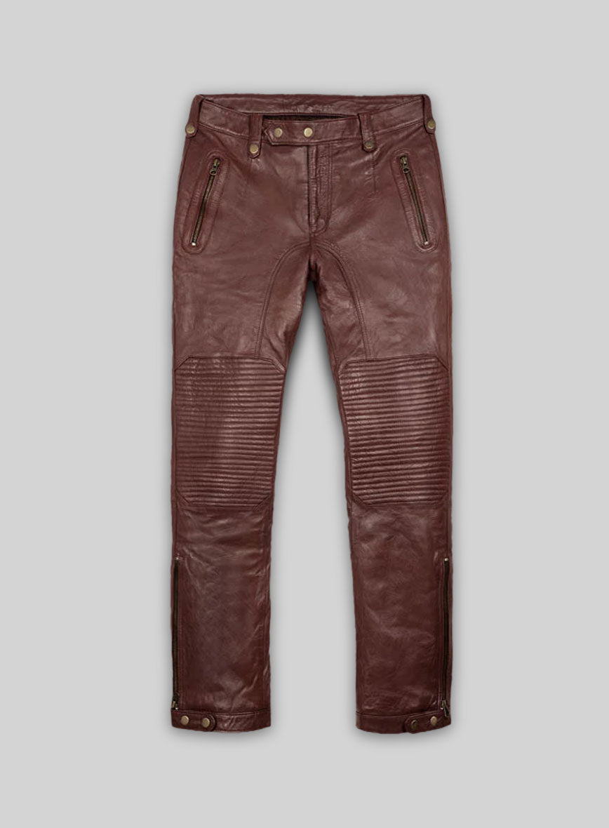 Soft Maroon Washed & Wax Belafonte Leather Pants