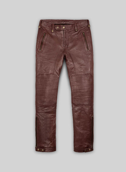 Soft Maroon Washed & Wax Belafonte Leather Pants