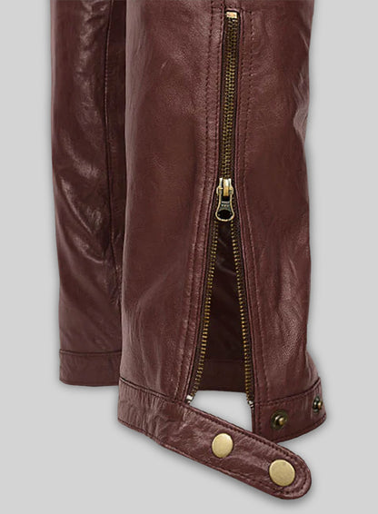 Soft Maroon Washed & Wax Belafonte Leather Pants