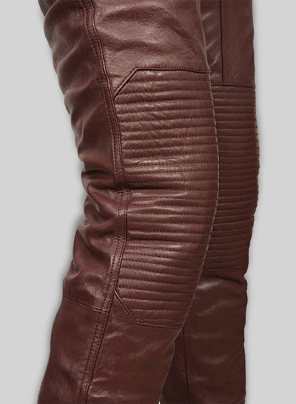 Soft Maroon Washed & Wax Belafonte Leather Pants
