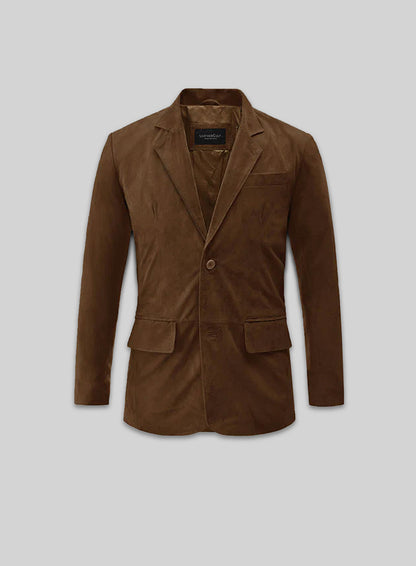 Soft Mid Brown Suede Leather Blazer