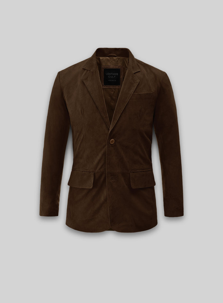 Soft Mid Brown Suede Leather Blazer