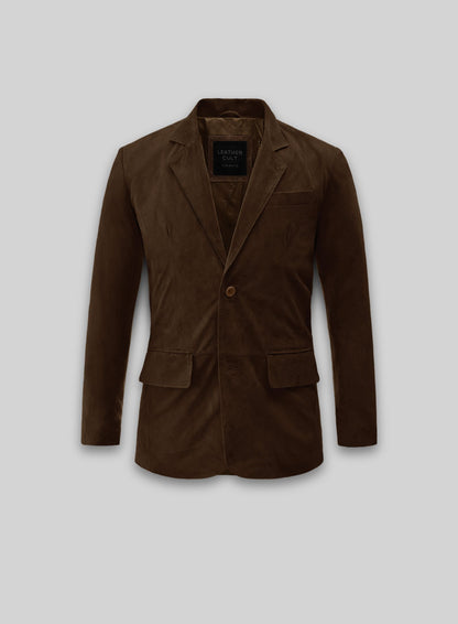 Soft Mid Brown Suede Leather Blazer