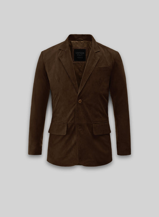 Soft Mid Brown Suede Leather Blazer