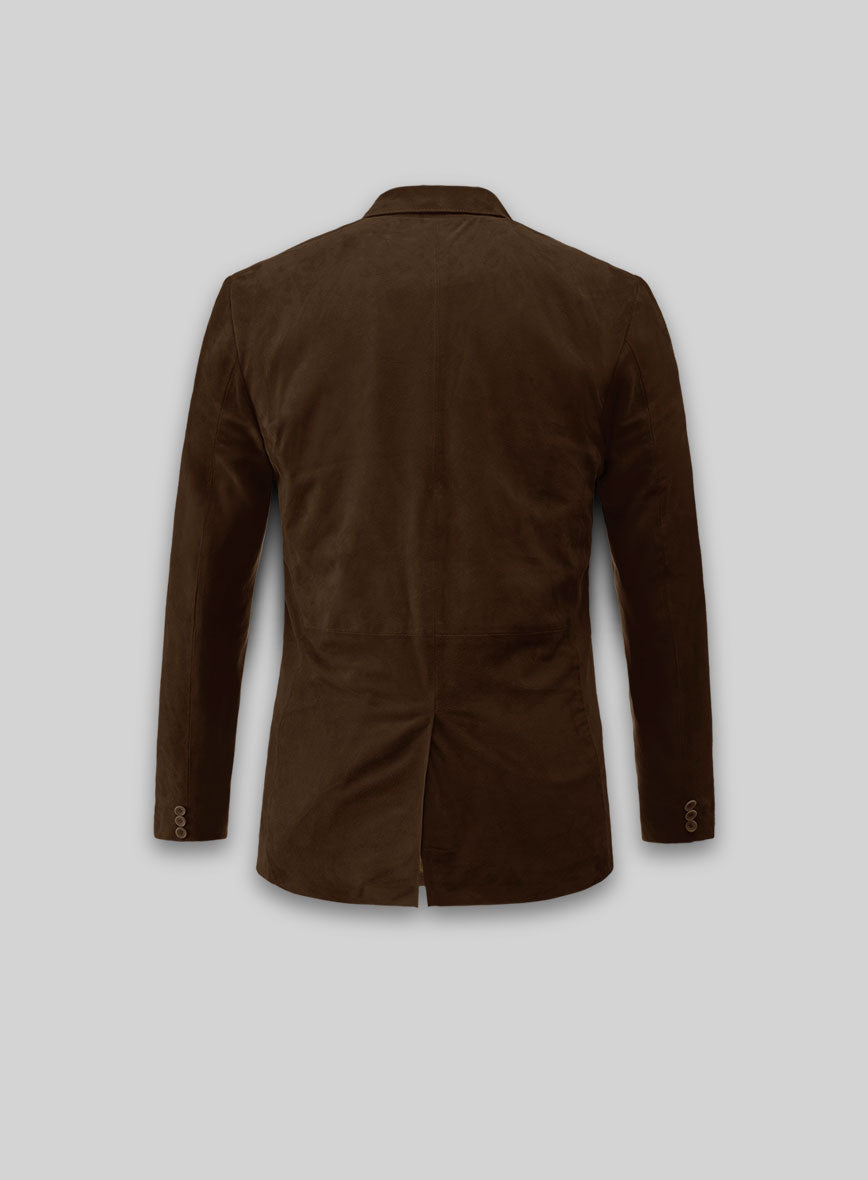 Soft Mid Brown Suede Leather Blazer