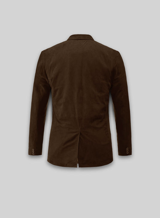 Soft Mid Brown Suede Leather Blazer