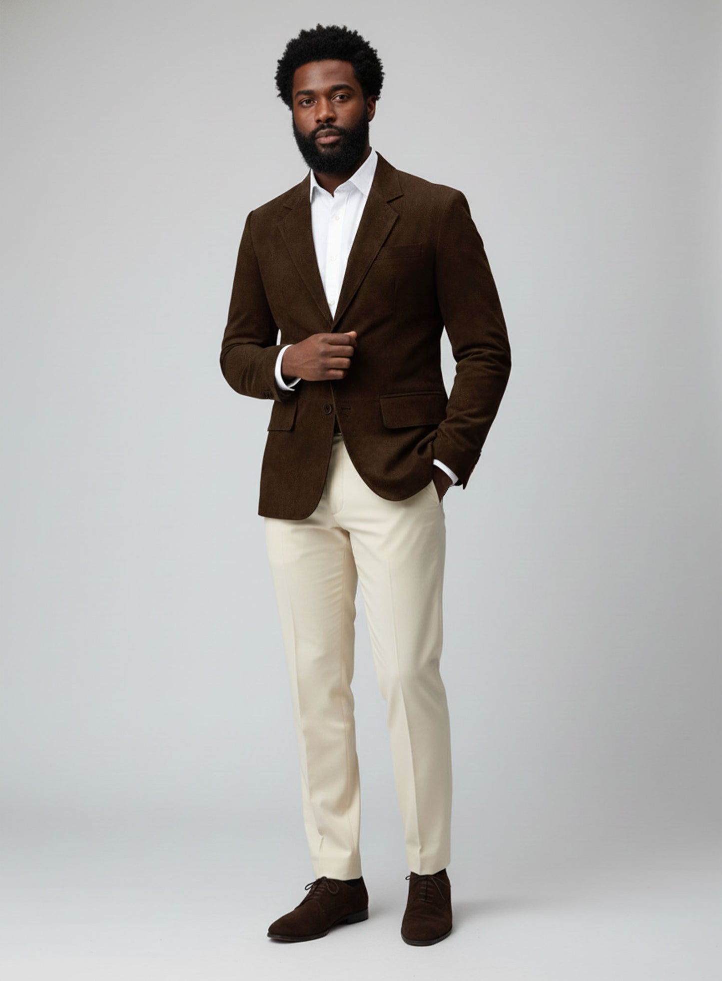 Soft Mid Brown Suede Leather Blazer