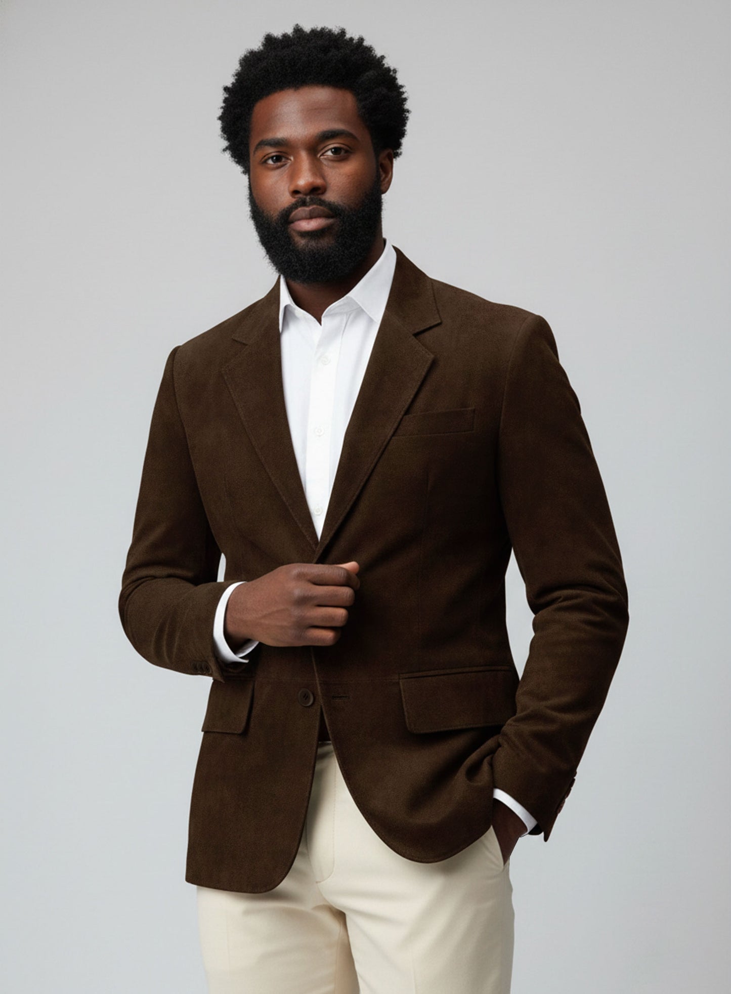 Soft Mid Brown Suede Leather Blazer