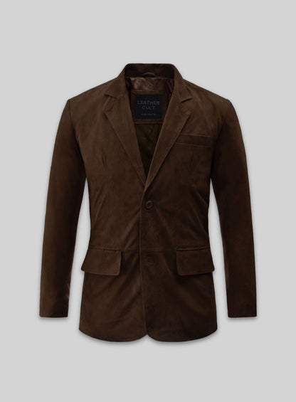 Soft Mid Brown Suede Leather Blazer