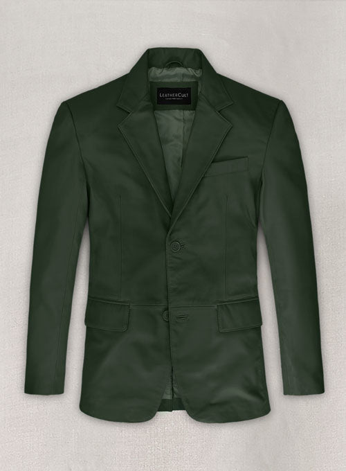 Soft Deep Olive Leather Blazer - LeatherCult