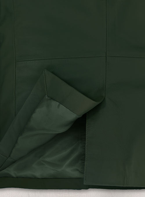 Soft Deep Olive Leather Blazer - LeatherCult