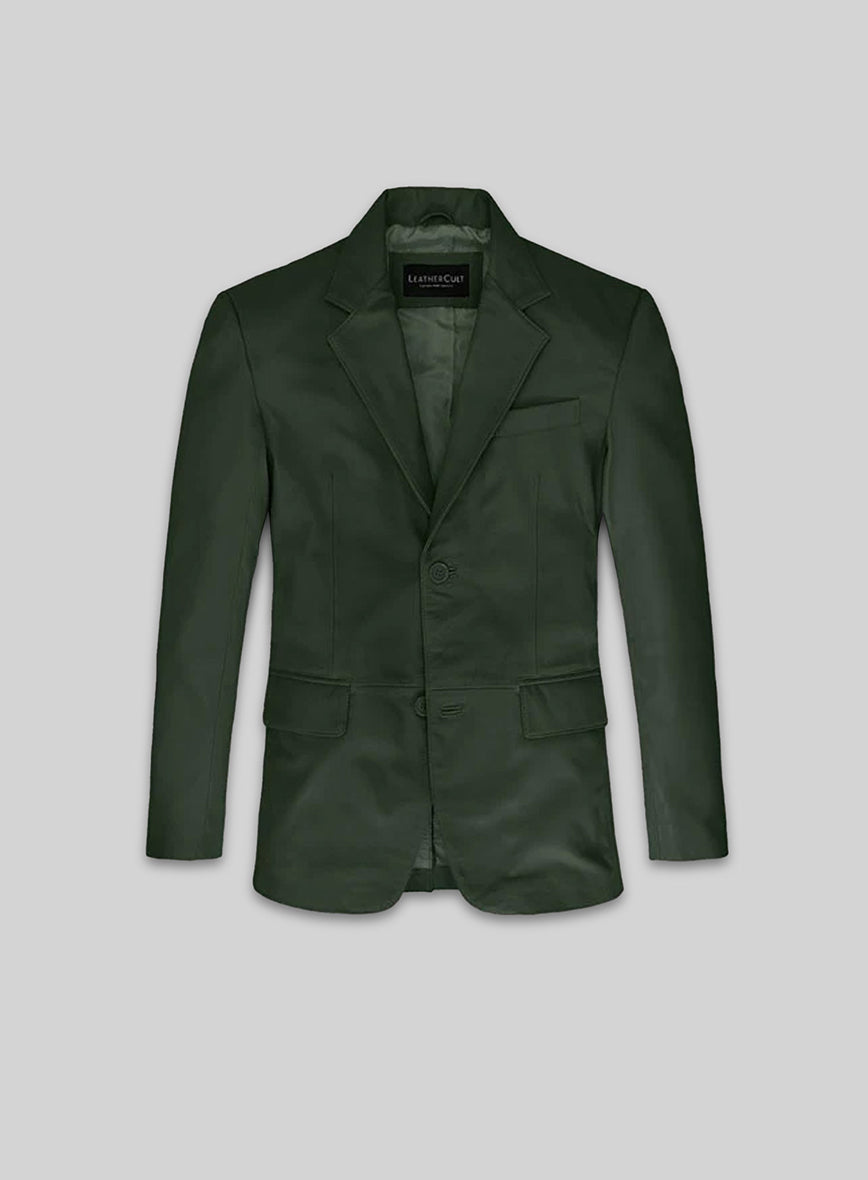 Soft Deep Olive Leather Blazer