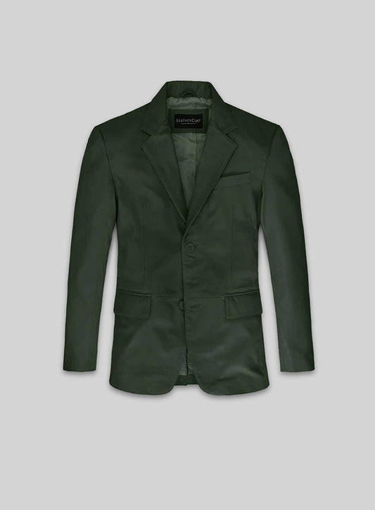 Soft Deep Olive Leather Blazer
