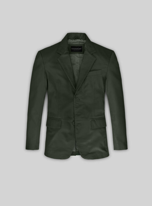Soft Deep Olive Leather Blazer
