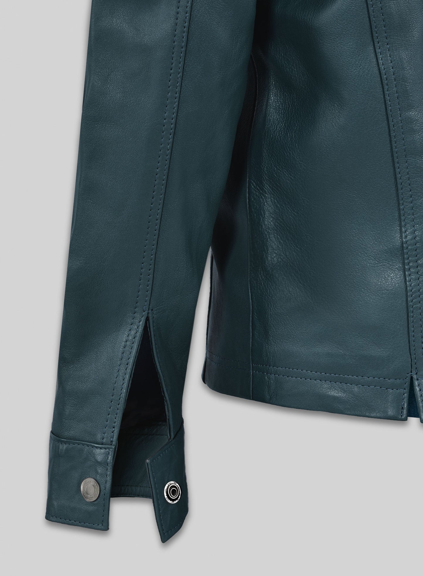 Soft Prussian Blue V Tab Leather Shirt Jacket