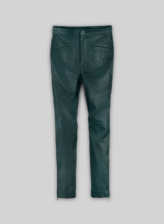Soft Prussian Blue Zoey Leather Pants