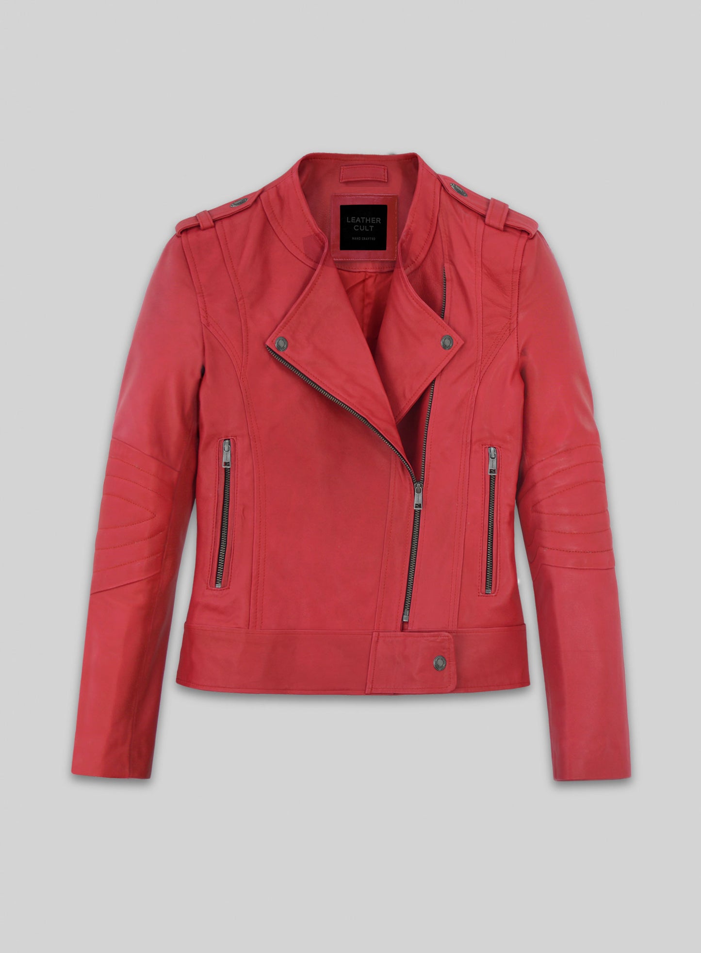 Soft Raspberry Red Leather Jacket # 220