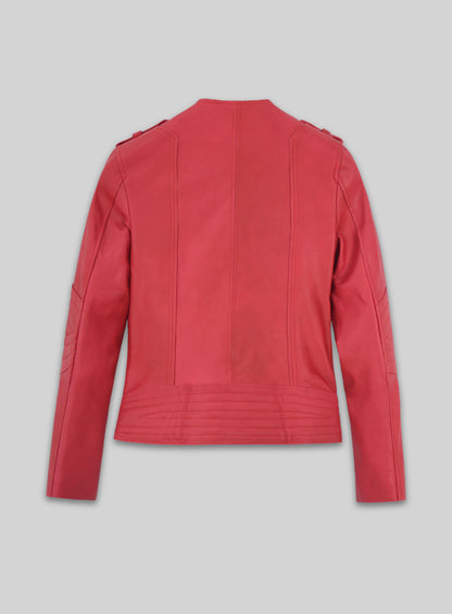 Soft Raspberry Red Leather Jacket # 220