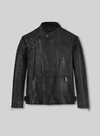 Soft Rich Black Washed & Wax Leather Jacket #613