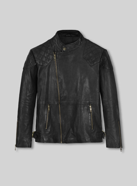 Soft Rich Black Washed & Wax Leather Jacket #613