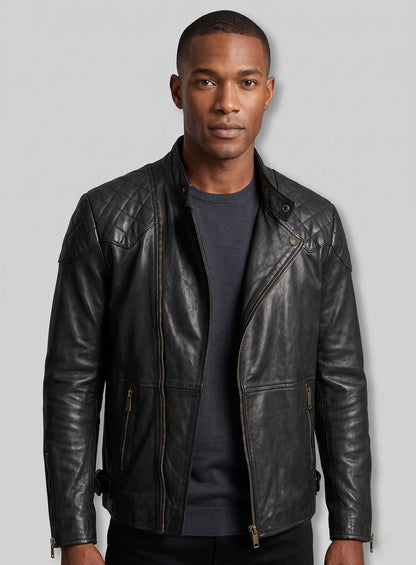 Soft Rich Black Washed & Wax Leather Jacket #613