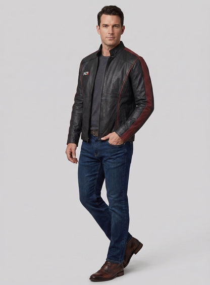 Soft Rich Black Washed & Wax Mass Effect 3 Leather Jacket