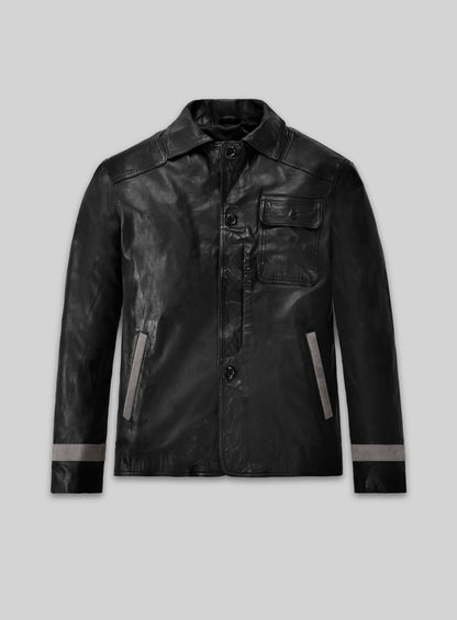 Soft Rich Black Washed & Wax Jackie Chan Leather Jacket