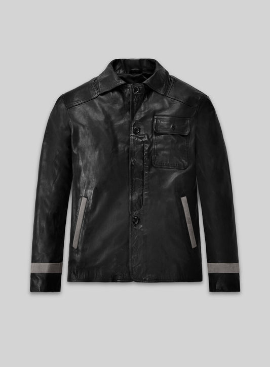 Soft Rich Black Washed & Wax Jackie Chan Leather Jacket