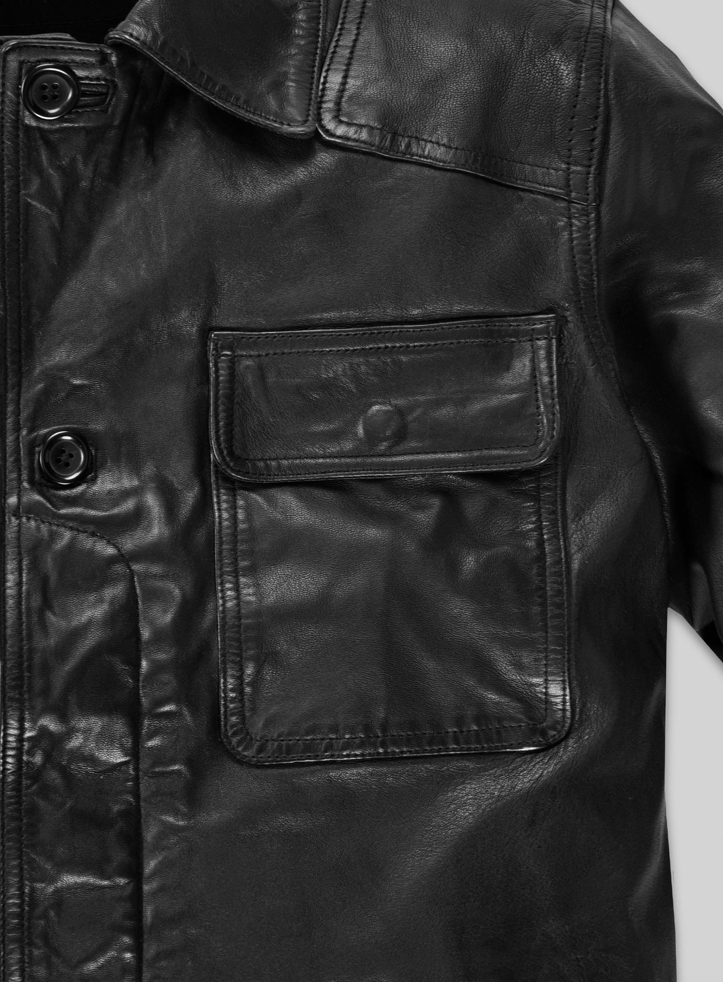 Soft Rich Black Washed & Wax Jackie Chan Leather Jacket