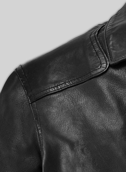 Soft Rich Black Washed & Wax Jackie Chan Leather Jacket