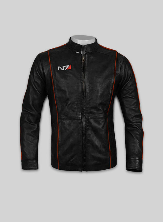 Soft Rich Black Washed & Wax Mass Effect 3 Leather Jacket