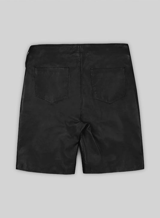 Soft Rich Black Leather Cargo Shorts Style # 377