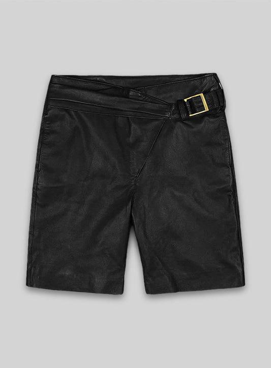 Soft Rich Black Leather Cargo Shorts Style # 377