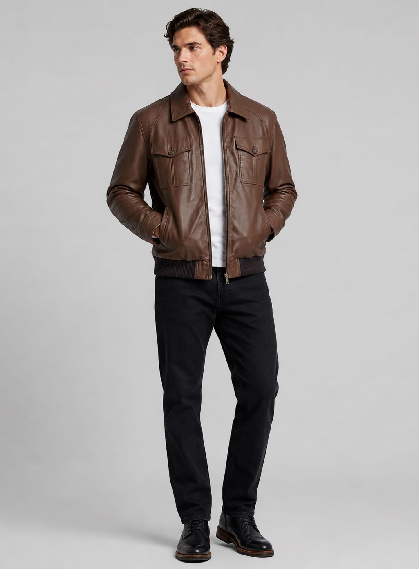 Scottish Brown David Lambskin Leather Jacket #2